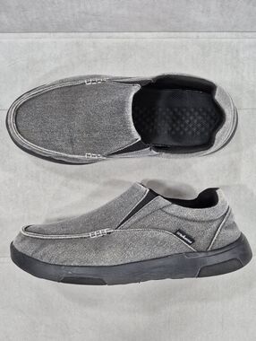 OrthoFeet moccasin loafers men's 43 US size 10 gray canvas diabetic slip on